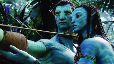 FILE - In this undated file film publicity image originally released by 20th Century Fox, the character Neytiri, voiced by Zoe Saldana, right, and the character Jake, voiced by Sam Worthington are shown in a scene from, Avatar. Twentieth Century Fox on Sunday, April 25, 2010 announced that James Camerons sci-fi epic has sold 2.7 million Blu-rays and 4 million DVDs since April 22. (AP Photo/20th Century Fox, File)