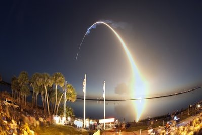 In a photo provided by NASA, a time-elapsed photo made in Cape Canaveral, Fla., captures space shuttle Discoverys path to orbit during liftoff from Launch Pad 39A at NASAs Kennedy Space Center in Florida was at 6:21 a.m. EDT April 5, 2010 on the STS-131 mission. (AP Photo/NASA/Ben Cooper)