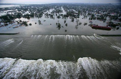Flooding and damage caused by Hurricane Katrina.
