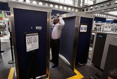 An example of the new full-body scans in airports.  Many passengers asserted their mistrust of the full-body scans and gathered enough online support to alarm the federal government.  