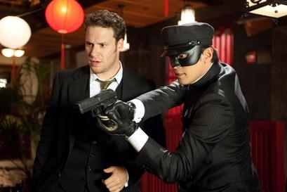 In this film publicity image released by Columbia Pictures, Seth Rogen, left, and Jay Chou are shown in a scene from The Green Hornet. (AP Photo/Columbia Pictures-Sony, Jaimie Trueblood)