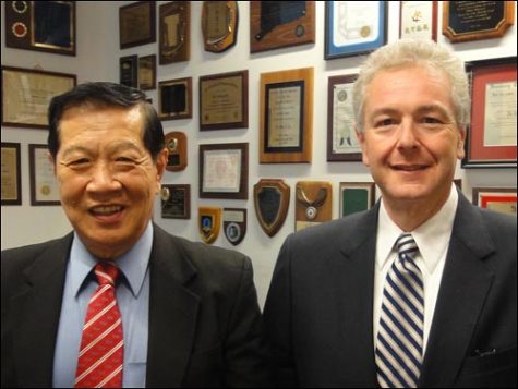 Dr. Henry C. Lee (left) with new Dean, Mario Gaboury