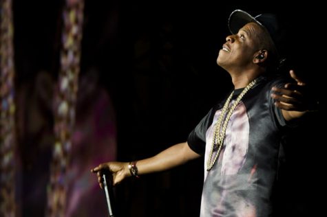 Jay-Z mimics Rocky at Made-In-America festival in Philadelphia.