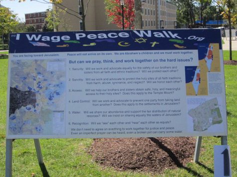 The “I Wage Peace Walk” was focused specifically at the Israeli-Palestinian Conflict and the religions that have historically held interests in the city of Jerusalem, Christianity, Islam and Judaism.
