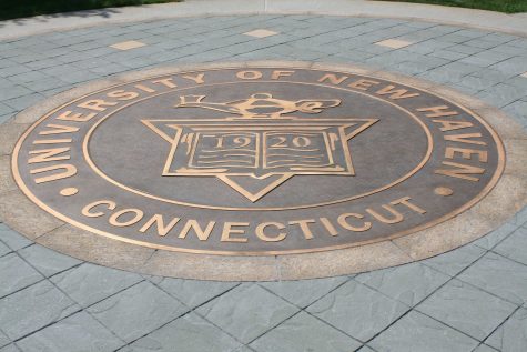 The new UNH logo that can be found in front of Maxcy Hall