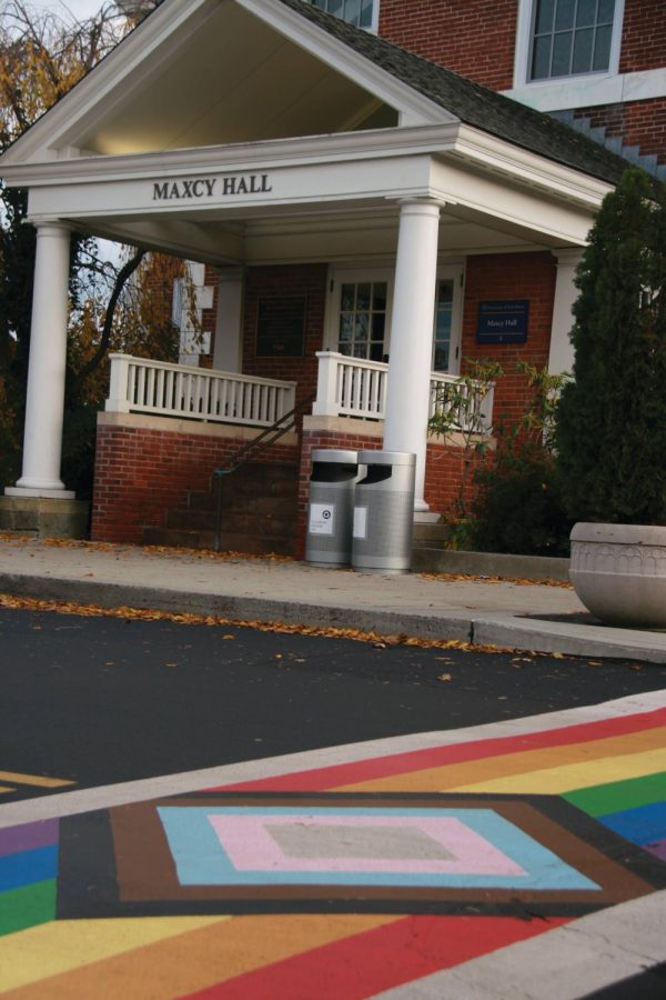 The Pride crosswalk outside of Maxcy Hall, West Haven, Nov. 14