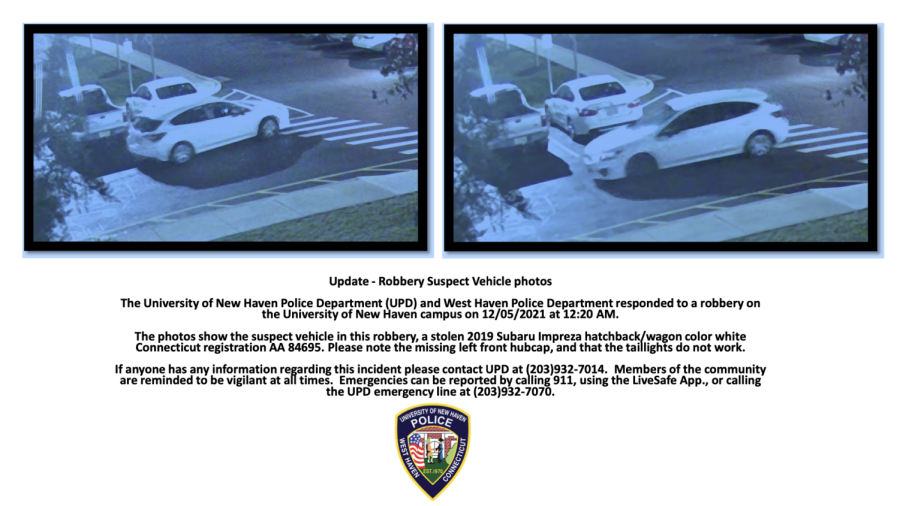 Email update including pictures of the suspects vehicle, West Haven, Dec. 5.