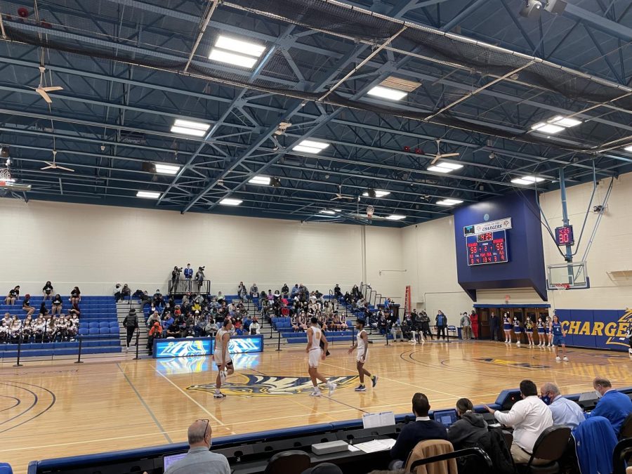The New Haven men's basketball team takes the floor against Assumption College, West Haven, Jan. 22, 2022.