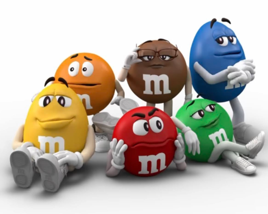 The new design of M&Ms, featuring Ms. Green without go-go boots.