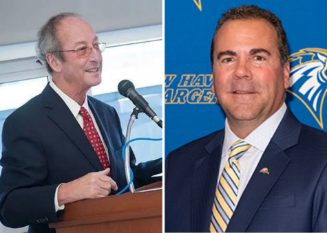 President Steven Kaplan (left) and Sheahon Zenger (right), who will take part in the transition of leadership.

Photo courtesy of Kayla Mutchler/University of New Haven.