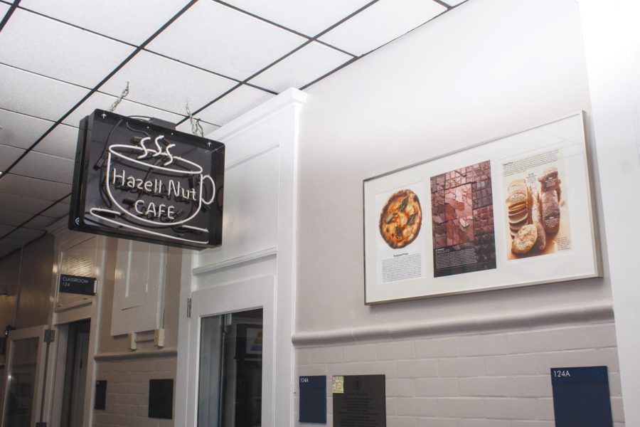 The outside of Hazell Nut Café, inside of Maxcy Hall, West Haven.