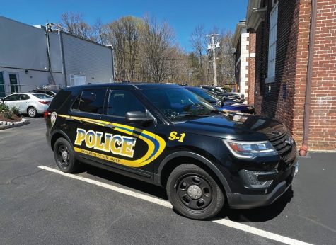 A university police car, West Haven, April 20, 2022.