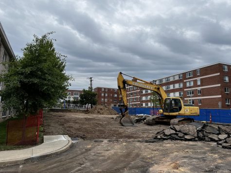 The former parking lot outside of Dunham Hall under construction, West Haven, June 21, 2022.