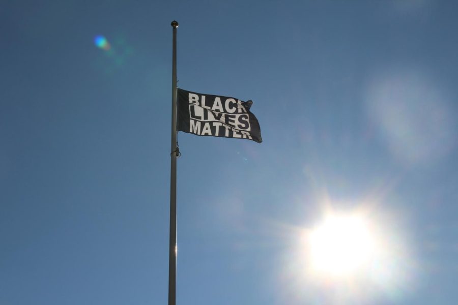 The Black Lives Matter flag, West Haven, Feb 1, 2023.