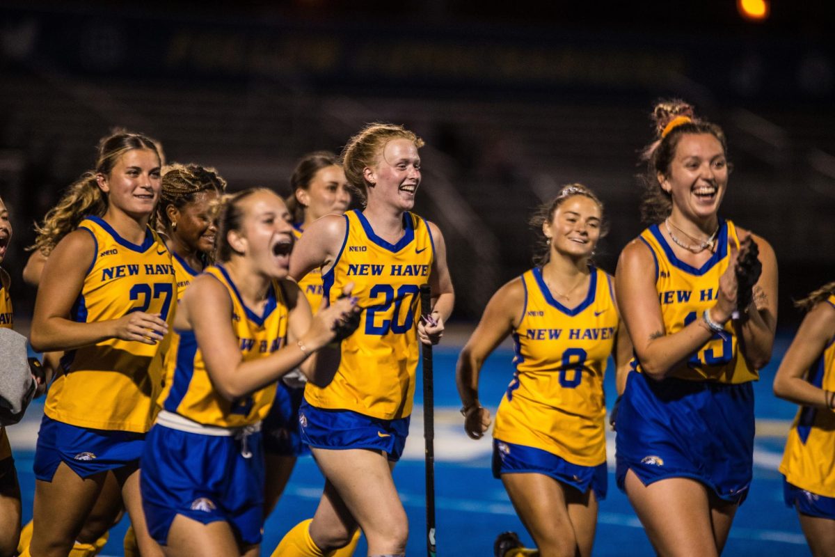 Women's Field Hockey on after their game against Franklin Pierce University