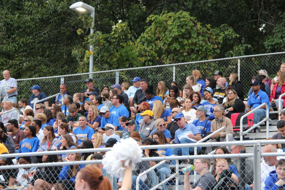 Families in the stands at Saturday’s football game for Family Day