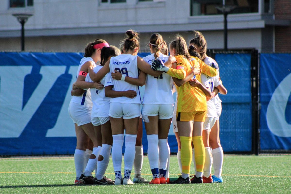 Women's soccer team on Kathy Zolad Stadium