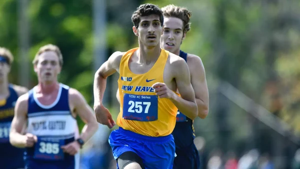 Mohammed Abunar running in a race in the Central Connecticut State University Cross Country series