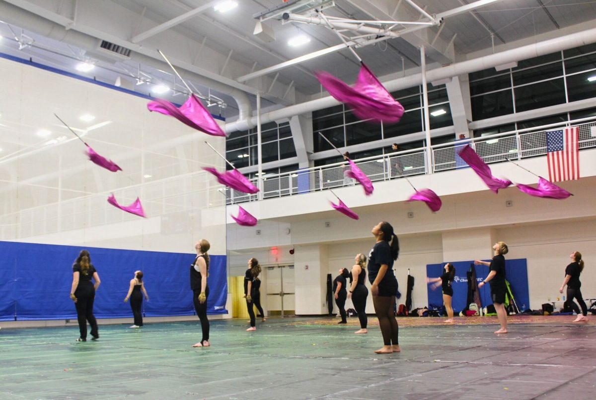 Winter Guard practicing in the Beckerman Recreation Center